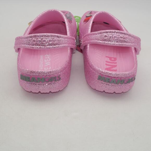 New Crocs Mean Girls Classic Clogs Sandals Pink Glitter Men's 12 Women's 14 - Picture 11 of 13